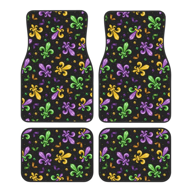 Fotbe Mardi Gras Carnival4 Juego de 4 Tapetes para Auto con Estampado – Alfombrillas de Goma Reforzada, Diseño Antideslizante, Protección para Todo el Año – Vehículos, Autos, Camionetas y SUVs