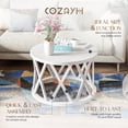 thumbnail image 2 of COZAYH Rustic Farmhouse Round Coffee Table, X-Motifs Legs & Wood Textured Top, 2 of 12