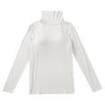 thumbnail image 4 of Women's Fall Long Sleeve Square Neck T Shirts with Built-in Shelf Bra Ribbed Knit Slim Fit Casual Basic Tops,White,L, 4 of 8