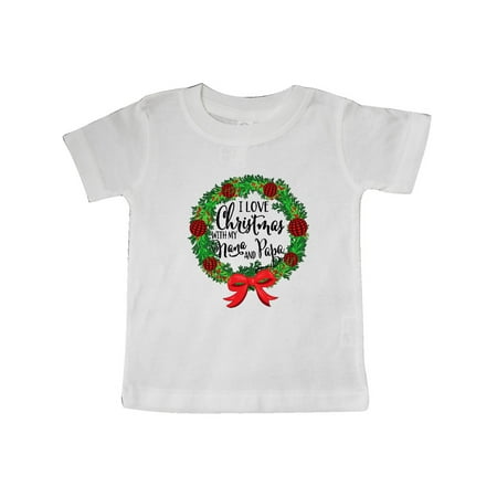 

Inktastic I Love Christmas with My Nana and Papa Wreath Gift Baby Boy or Baby Girl T-Shirt