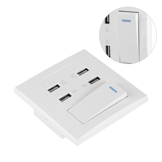Electric Wall Socket Outlet , Switch Control USB Wall Mounted Power Socket Outlet For Public Places