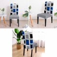 thumbnail image 2 of Blue Grey Dining Chair Cover Set of 6,Geometric Black White Abstract Middle Century Stretch Chair Protectors Slipcover,Spandex Kitchen Chair Seat Back Cushion Slip Cover for Dining Room,Party,Hotel, 2 of 6