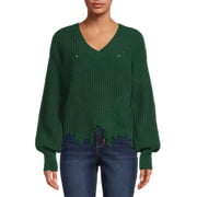 No Boundaries Juniors' Destructed Chenille Sweater