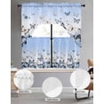 thumbnail image 2 of Blue Butterflies Swag Kitchen Curtains Sets for Windows 24 Inch Length, Elegant Pastoral Watercolor Short Window Curtain Panels Swags Valances and Tiers 3 Piece Set for Cafe/Dining Room, 2 of 5