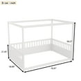 thumbnail image 3 of Tcbosik Full Size Canopy Bed Frame with Guardrails, Wood Floor Bed with 4 Posters, Box Spring Needed, White, 3 of 5