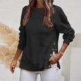 thumbnail image 4 of Femmes Sweat-Shirt Col Rond Côté Fendue Sweat-Shirt Femmes Automne Hiver Couleur Unie à Manches Longues T-shirt, 4 of 8