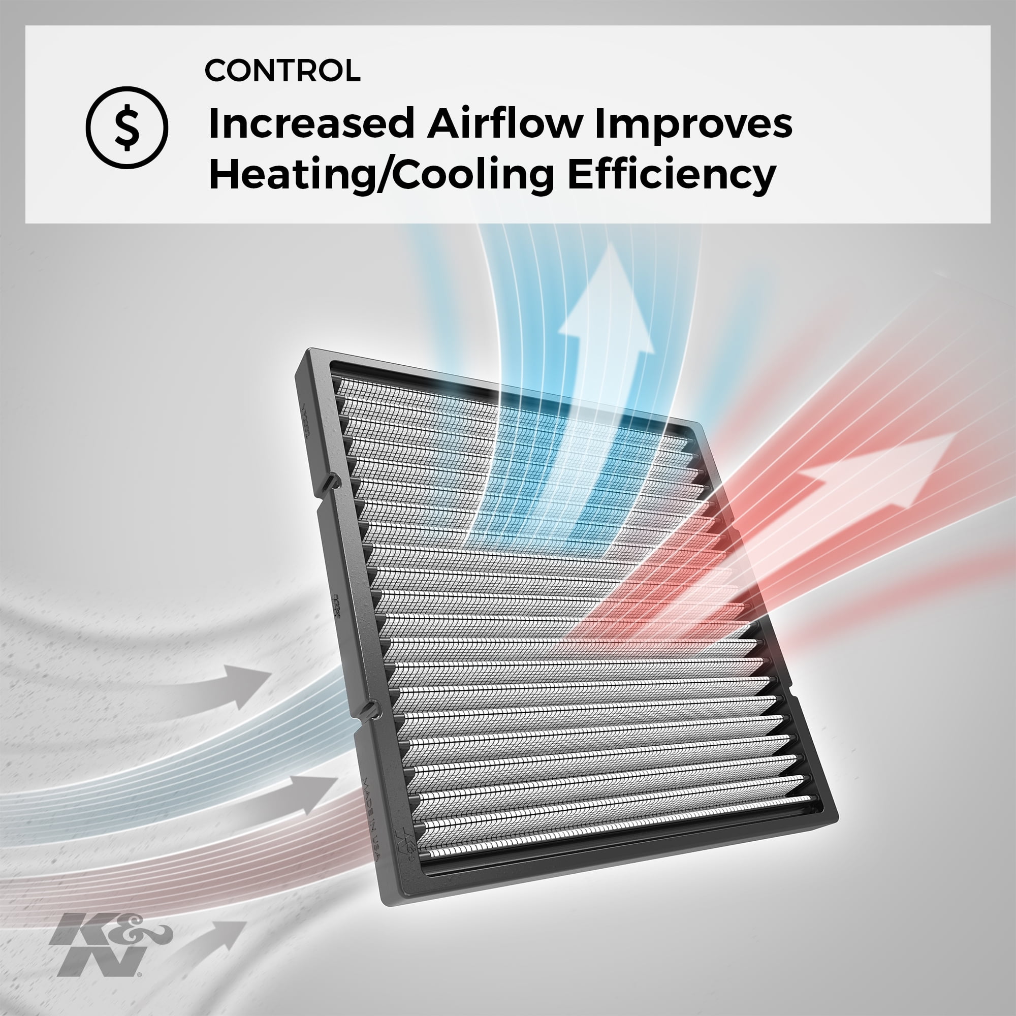 K&N Performance Cabin Air Filter: Lifetime, Washable, Engineered to Maximize Airflow, VF2054