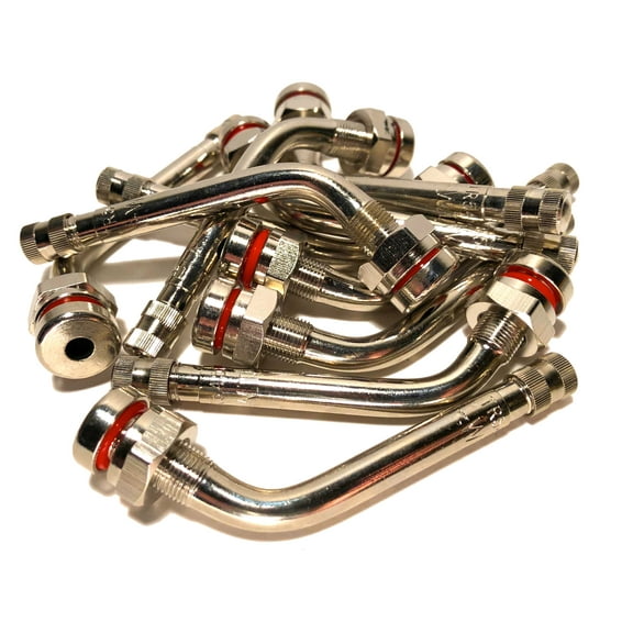 KEX 10 TR545D 60 Degree Bend Nickel Plated Brass Clamp-in Truck and Bus Valve Stems
