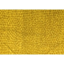 Ahgly Company Machine Washable Indoor Rectangle Abstract Yellow Modern Area Rugs, 5' x 7'