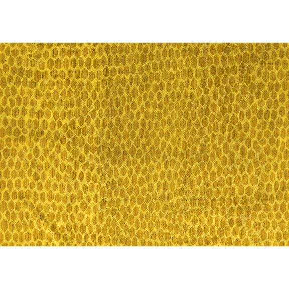 Ahgly Company Machine Washable Indoor Rectangle Abstract Yellow Modern Area Rugs, 5' x 7'