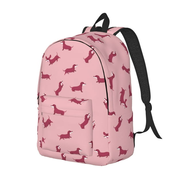 Lsque Dachshund Dog Puppy Pattern Canvas Daypack, Durable Backpack, High-quality Versatile Backpack,Vintage Compact Backpack-Small
