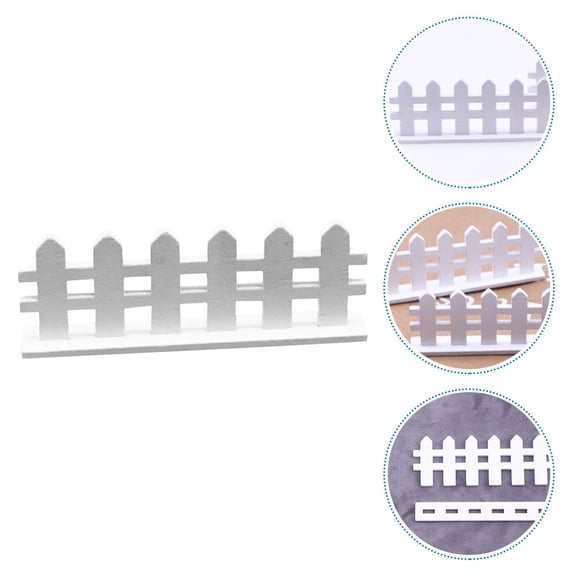 RENACLIPY Mini Picket Fence Miniature Wood Fence White 12Pcs
