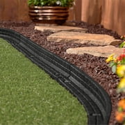GroundSmart Brickface Landscape Edging, 4 Black Rubber Garden Edging Border, 48 pack