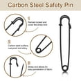 thumbnail image 3 of Uxcell 30pcs Safety Pins 100mm Electroplated Large Safety Pin for Clothes, Black, 3 of 6