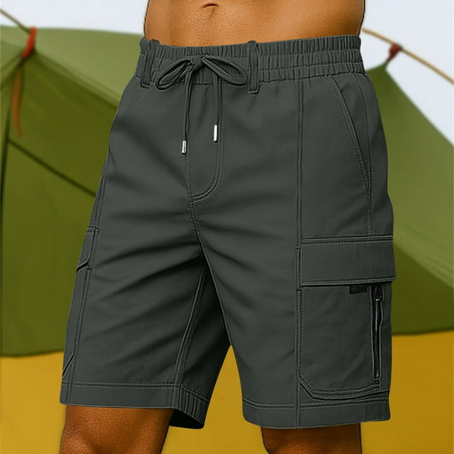 Nuoqisi Men's Casual Stretch Cargo Shorts Classic Drawstring Elastic Waist Relaxed Fit Work Short with Pockets 2026