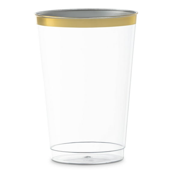 Smarty 12 oz. Clear Metallic Gold Rim Round Disposable Plastic Cups 240ct