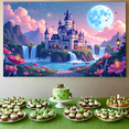 thumbnail image 6 of LUUFILx Fairy Tale Castle Landscape Backdrop for Fantasy Party Decoration Background Photography Prop with Waterfall Flowers Night Sky Scenery Ideal for Birthday, 6 of 8