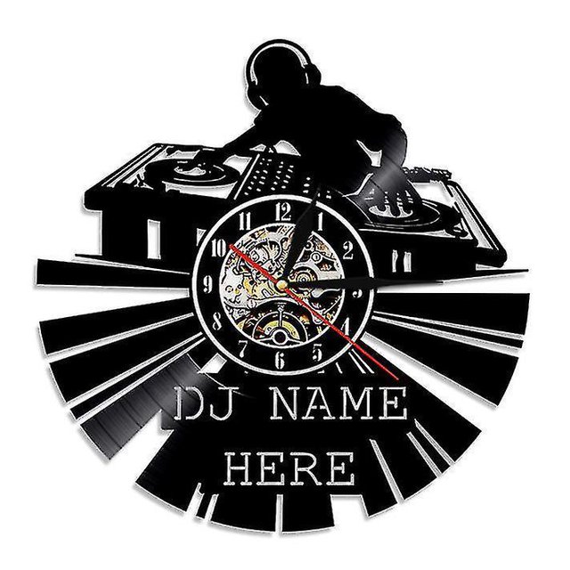 Reloj de pared con disco de vinilo con nombre de DJ, reloj de pared retro para decoración del hogar ShuxiuWang 8390613693280