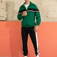 thumbnail image 2 of BXINGOHAI Men's 2 Pieces Sweatsuits Color Blocked Tracksuits Full Zip Up Long Sleeve Shirts and Drawstring Sweatpants Athletic Running Workout Sets With Zipeer Pocket Today Green,M, 2 of 4