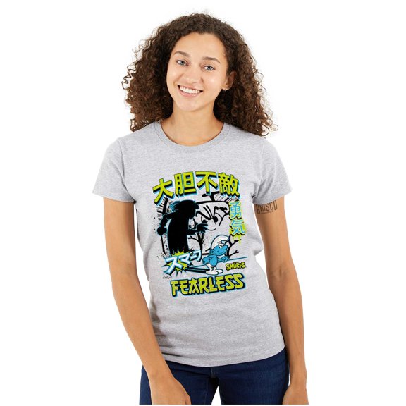 The Smurfs Cool Kanji Fearless Women's T Shirt Ladies Tee Brisco Brands S
