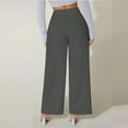 thumbnail image 4 of Sakmal Womens Pants Wide Leg Dressy Work Khakis Trousers Full Length High Waisted Plain Gray Pants with Pockets, 4 of 5