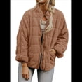 thumbnail image 3 of Chaquetas Acolchadas para Mujer, Informales, de Cuello Alto, Larga, Abrigos de Invierno Extragrandes con Cremallera Caqui Oscuro XXL, 3 of 7