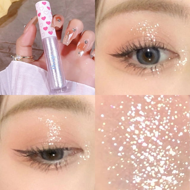 DPTALR Liquid Eyeshadow Pearlescent Sequins Brightening Glittery Silkworm Single Color Eyeshadow Liquid Highlight Makeup Female