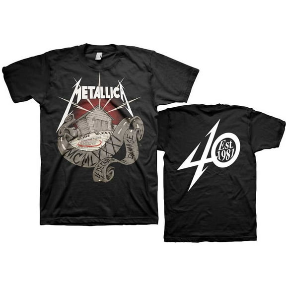 Men's Metallica 40th Anniversary Garage (Back Print) Slim Fit T-shirt Small Black