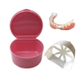 thumbnail image 2 of Clearance! Fdelink Denture Box Denture Bath Box Case Dental False Teeth Storage Box with Hanging Net Container Pink, 2 of 6
