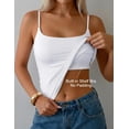 thumbnail image 4 of Wrongduck Women Cotton Camisole Crop Tank Top Square Neck Built In Shelf Bra Adjustable Strap Fitted Basic Camisole Y2K Top, 4 of 8