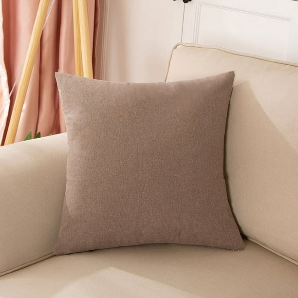 Nvzi 3 fundas de almohada de lino liso, fundas de almohada sencillas de color puro, que combinan con cualquier cama, 23,62 x 23,62 pulgadas (café claro)