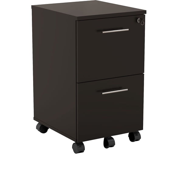 Scranton & Co File Cabinet with 2 Drawers & 1 Lock, Rolling Mobile and Portable File Cabinet with Wheels for Documents, A4/Letter/Legal(Mocha)