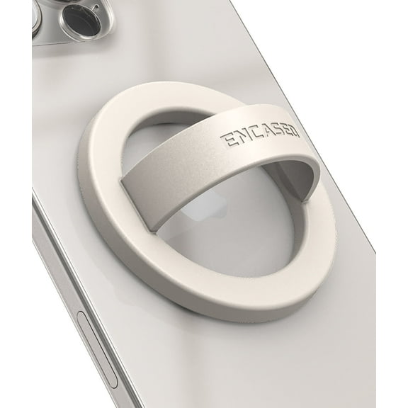 Encased Magnetic Phone Grip Holder (Compatible with MagSafe) Thin Silicone Finger Loop Ring for iPhone (Ivory)
