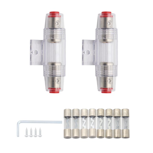 Juego de portafusibles Mini Agu de 2 piezas, 12-24V, para amplificador de Audio de coche, cubierta protectora transparente, reemplazos, buen Sunnimix Bloque de fusibles de coche