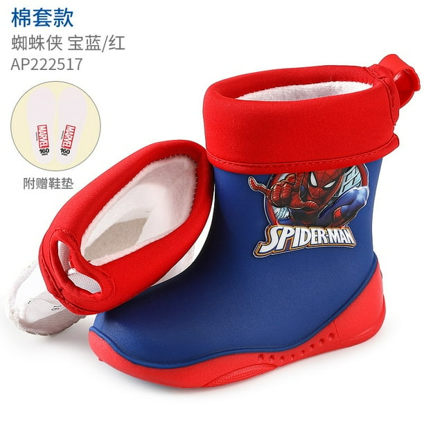 Botas de lluvia para niños de Disney frozen elsa, zapatos de lluvia para niños y niñas, pupilas ligeras antideslizantes, además de zapatos de agua de terciopelo para bebés, plantilla 160 de 160mm Gao Jinjia LED