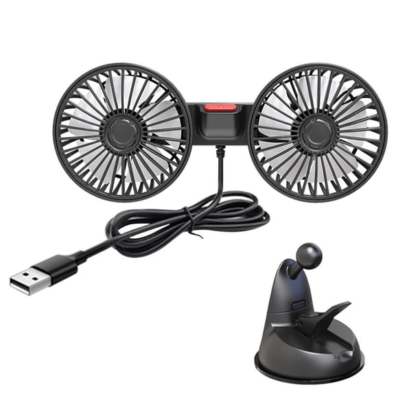 Ventiladores para el Hogar, Ventilador Montado en Coche de Doble Cabeza con Copa de Succión, Usb 360 Grados Ajustable, 3 Velocidades, 10W, para Uso Automotriz de Oficina Ventilador para Coche