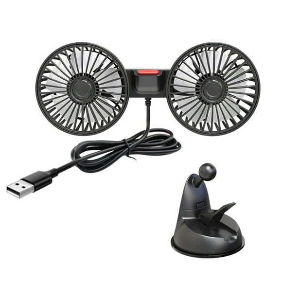 Suction Cup Double Head Car Fan Usb Powered 360 Degree Adjustable Fan For Car Office Home Use 3 Speed Settings Portable Cooling Fan 9.84 Inch 1.00 Lb