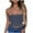 Blue, variant on Polka Printed Bandeau Bra Ruffled Sleeveless Top Elastic Solid Color Strapless Comfortable Bralette (Women's or Women's Plus)