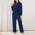thumbnail image 2 of Fotbe Sparkling Blue Glitter Conjunto de Pijama de Manga Larga para Mujer con Estampado, Ropa de Dormir de 2 Piezas, Conjunto de Casa Suave y Cómodo con Bolsillos-X-Large, 2 of 7