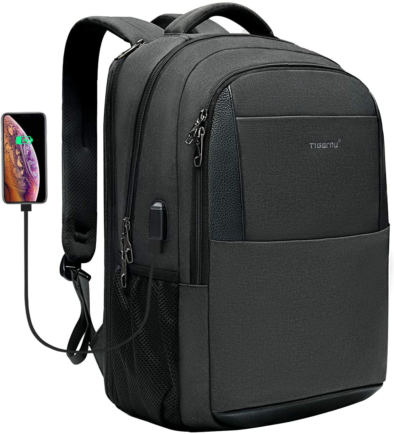 Laptop Backpack,Business Anti Theft Durable Bag Leisure Sling Daybag with USB Charging Port,Water Resistant
