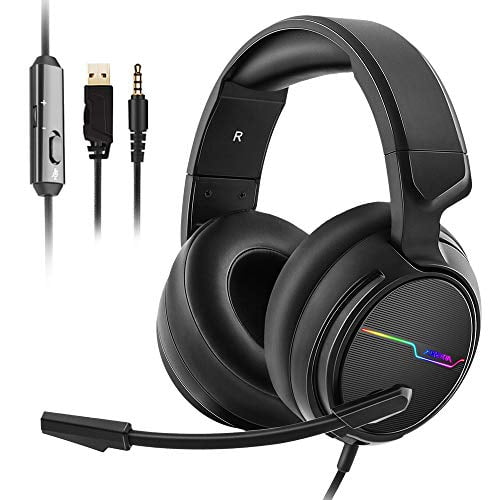 Jeecoo Stereo Gaming Headset for PS4, Xbox One S - Noise Cancelling Over  Ear Headphones with Microphone - LED Light Soft Earm