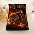 thumbnail image 5 of Manfei Vintage Motorcycle Queen Sheets,Fire Pattern Queen Sheet Sets,Black,4 Pieces,1 Flat Sheet, 1 Fitted Sheet and 2 Pillowcases, 5 of 6