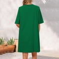 thumbnail image 4 of yoeyez Robes pour Femmes Décontractées d'Été à Manches Courtes Grande Taille Robe T-Shirt Col Rond Longueur Genou Robes Midi Coupe Ample Couleur Unie Robe Mini Vert,G, 4 of 7
