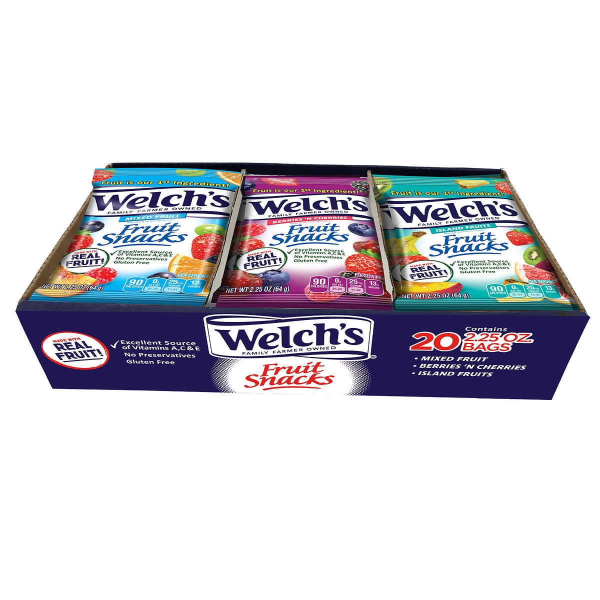 Welch's Fruit Snacks, Variety Pack, 2.25 Ounce (Pack of 20)