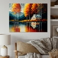 thumbnail image 2 of Designart Red And Orange Lake House With Birch Trees Canvas Wall Art, 2 of 5