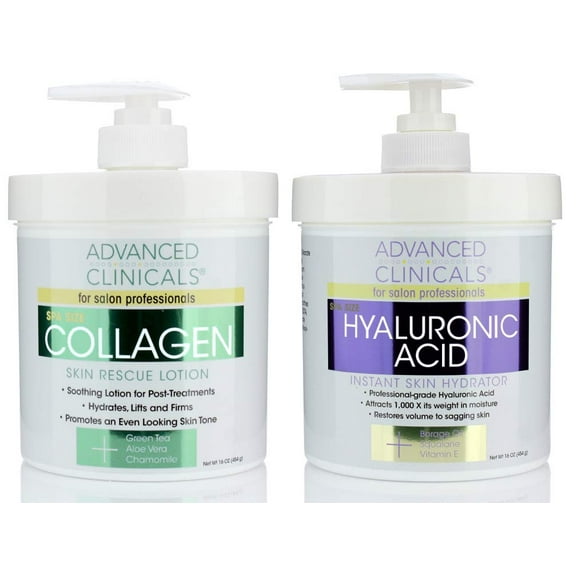 Set Crema de Colágeno y Crema de Ácido Hialurónico Advanced Clinicals Restaura Piel Flácida y Piel Seca 16Oz Advanced Clinicals AC-767554