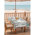 thumbnail image 2 of Outdoor Tablecloths with Umbrella Hole & Zipper, Teal Black Boho 60 x102 Inch Rectangle Tablecloths, Vintage Ethnic Tribe Abstract Art Retro Waterproof Table Cloth, Patio/Pool/Picnic Table Covers, 2 of 8