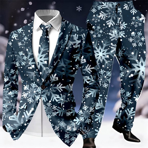 Festive Print Elegant Style For Holiday Gatherings And Parties Perfect For Winter Celebrations Unique Fashion Ensemble Men'S Suits