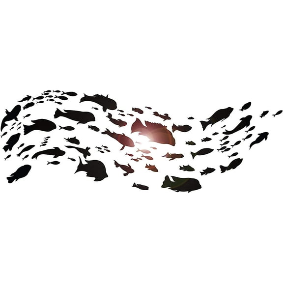 Wall Decal Fish Wave Bathroom Art Sea Marine Ocean Vinyl Decor