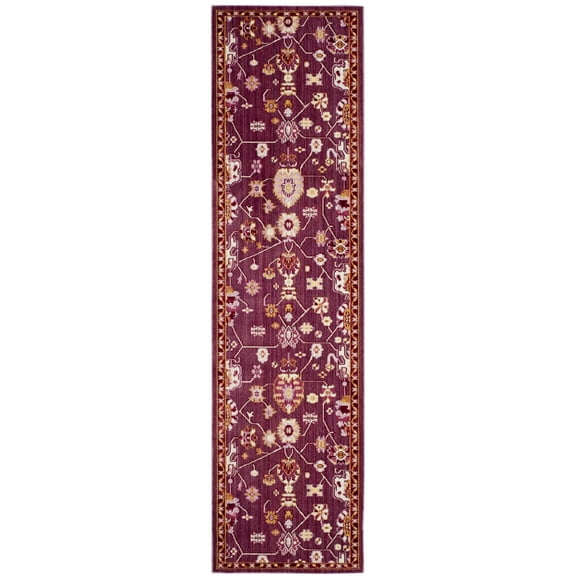 SAFAVIEH Valencia Gemma Abstract Polyester Runner Rug, Fuchsia/Multi, 2'3" x 8'